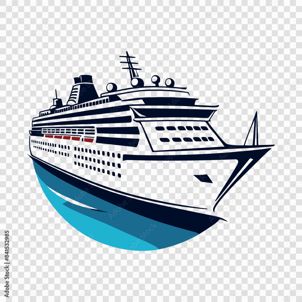 Cruise Ship Illustration with Blue Ocean Waves and Transparent Background Cruise Ship Illustration with Blue Ocean Waves and Transparent Background