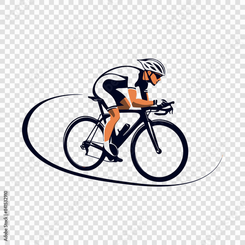 cyclist in motion on a transparent background