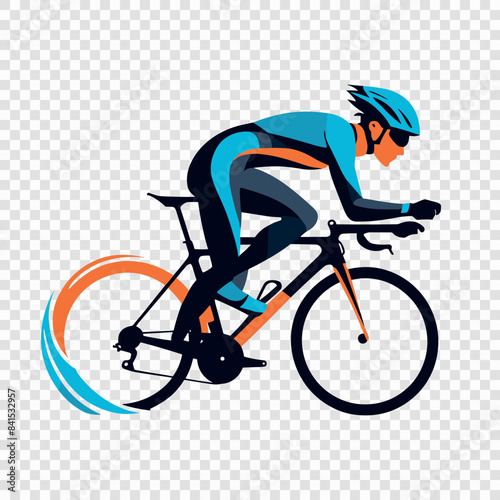 cyclist in motion on a transparent background