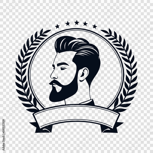 Vintage Barber Shop Emblem with Bearded Gentleman