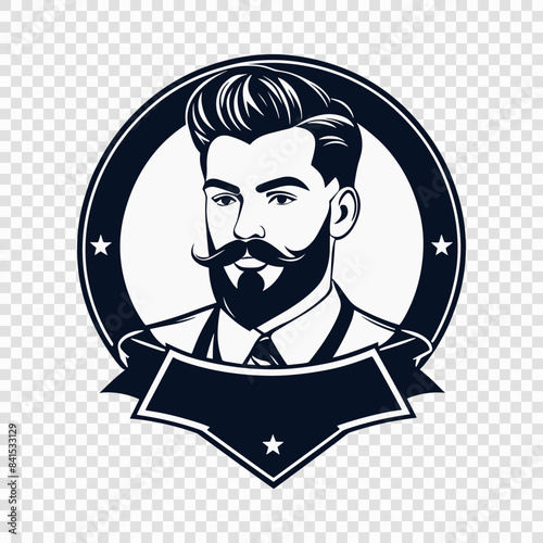 Vintage Barber Shop Emblem with Bearded Gentleman