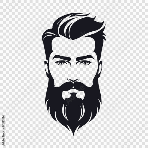 Stylized Bearded Man with Mustache and Hair Illustration