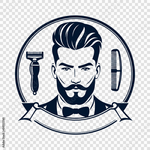 Vintage Barber Shop Emblem with Bearded Gentleman