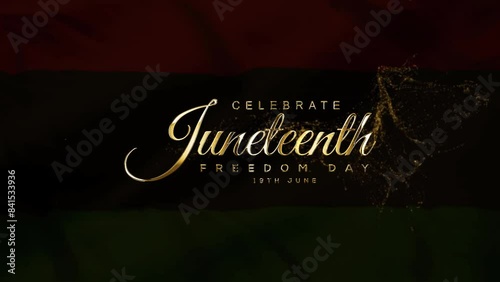 African American Freedom Day, Juneteenth Freedom Day Banner, June 19th Juneteenth Freedom Day Golden Text Animation Particulars Video photo
