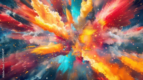 Explosive Designs Starburst and explosion patterns in bright colors, Super cool and nice background, realistic photo stockphoto style photo