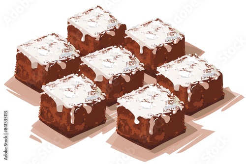 A View of 32-bit Lamingtons, in a vector cartoon style, isolated white background photo