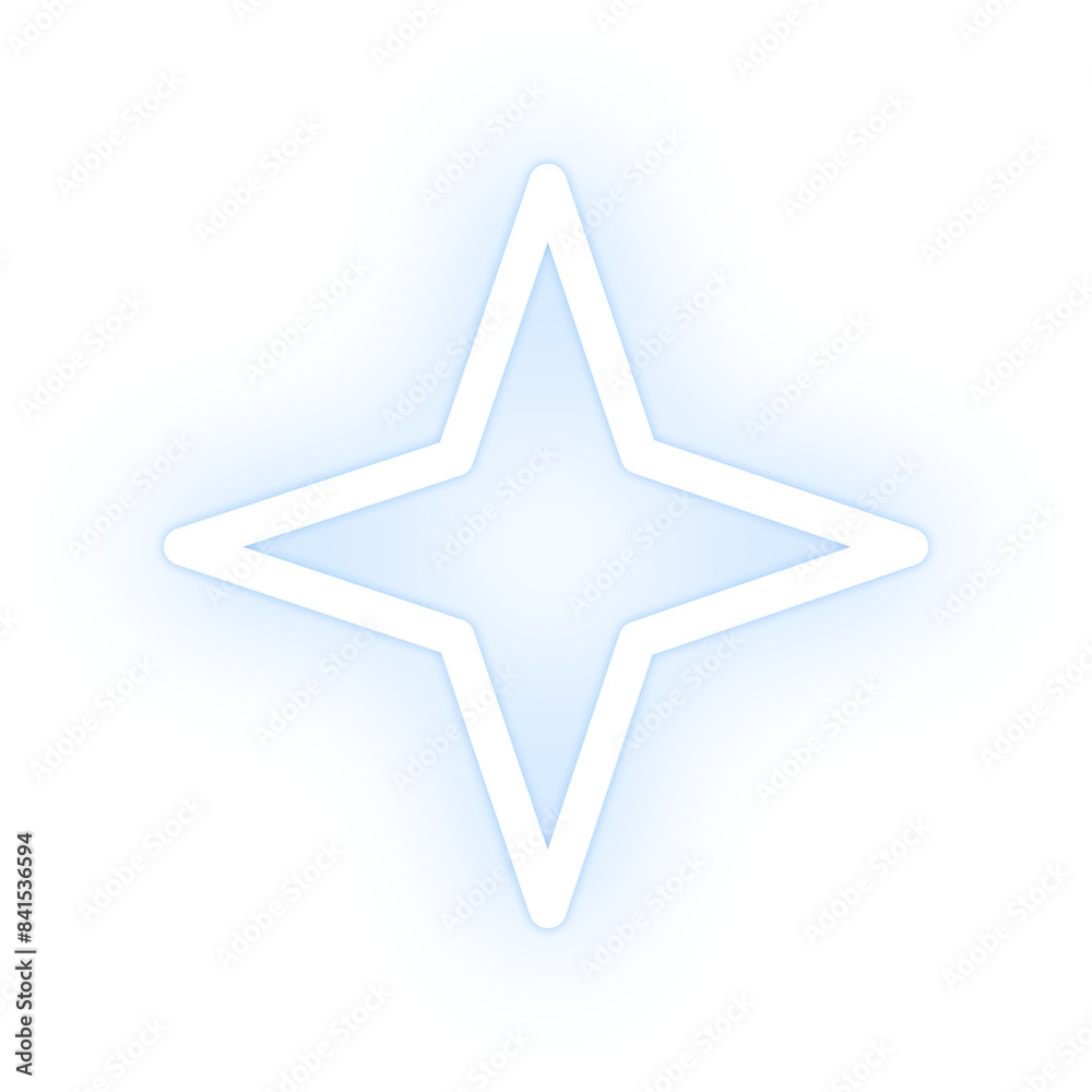 Blink icon png white blue neon shape, transparent background