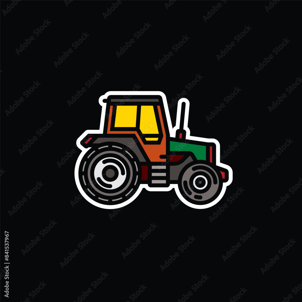 Original vector illustration. Contour icon of a tractor on wheels, for agricultural and industrial purposes. Original vector illustration. Contour icon of a tractor on wheels, for agricultural and industrial purposes.