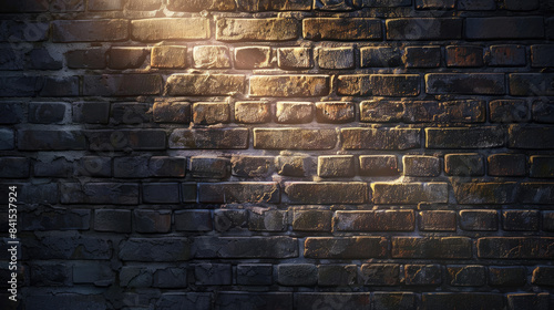 Ray of light lighting on the brick wall