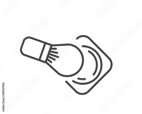 Makeup and cosmetics. Linear vector graphic icons of beauty in the form of powder with brush.