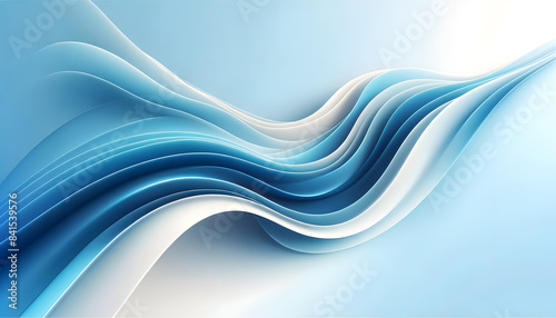 abstract wave pattern image in shades of blue and white. It features smooth, flowing curves and gradients, creating a sense of movement and tranquility.
