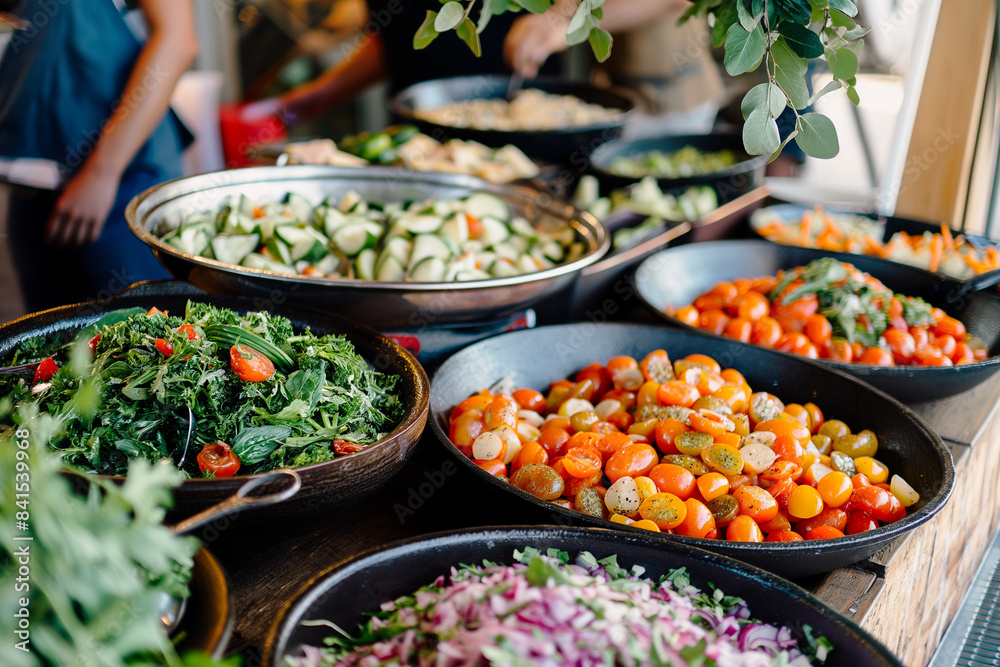 Fototapeta premium A table full of food with a variety of vegetables and fruits