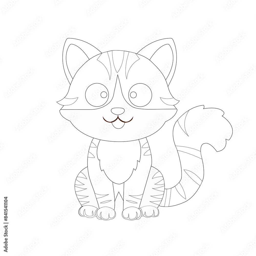 Obraz premium Simple cute cartoon cat coloring