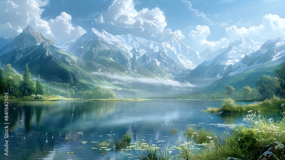 A heartfelt Eid Mubarak card with a serene landscape and a message of gratitude and peace A heartfelt Eid Mubarak card with a serene landscape and a message of gratitude and peace