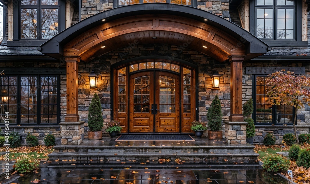 Obraz premium Main Door Entrance | Historic Beautiful Main House Door | Palace Door in Rain