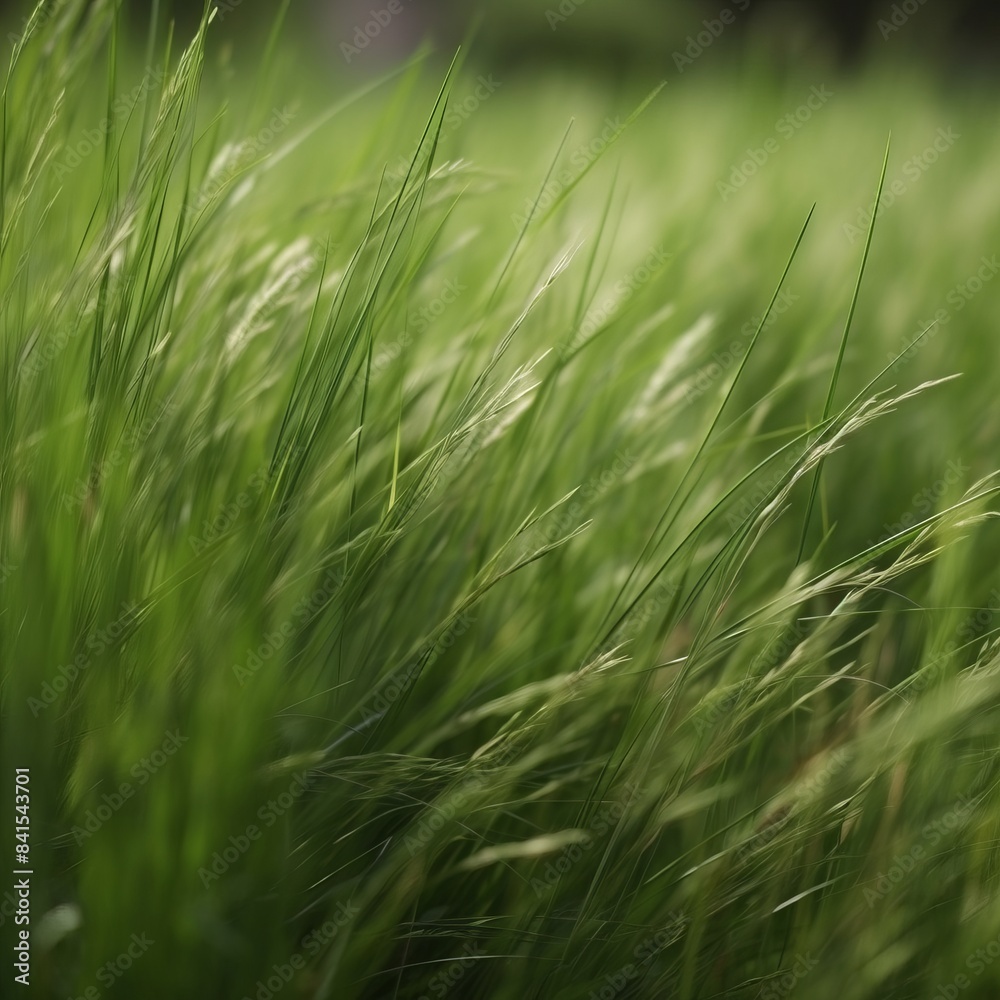 Summer Breeze: Fresh Green Grass Sways in the Wind Generative AI