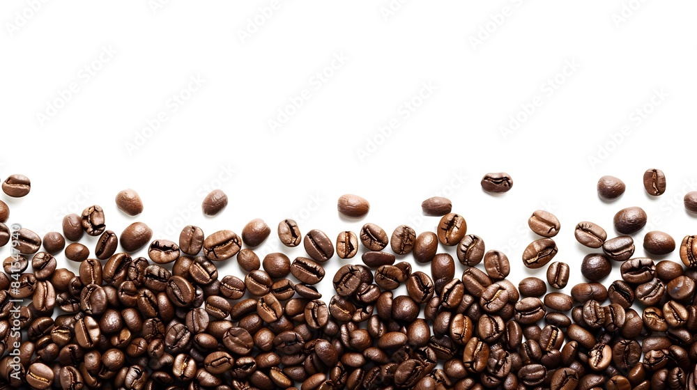 Exquisite Coffee Bean Frame with Detailed Textures on White Background Exquisite Coffee Bean Frame with Detailed Textures on White Background