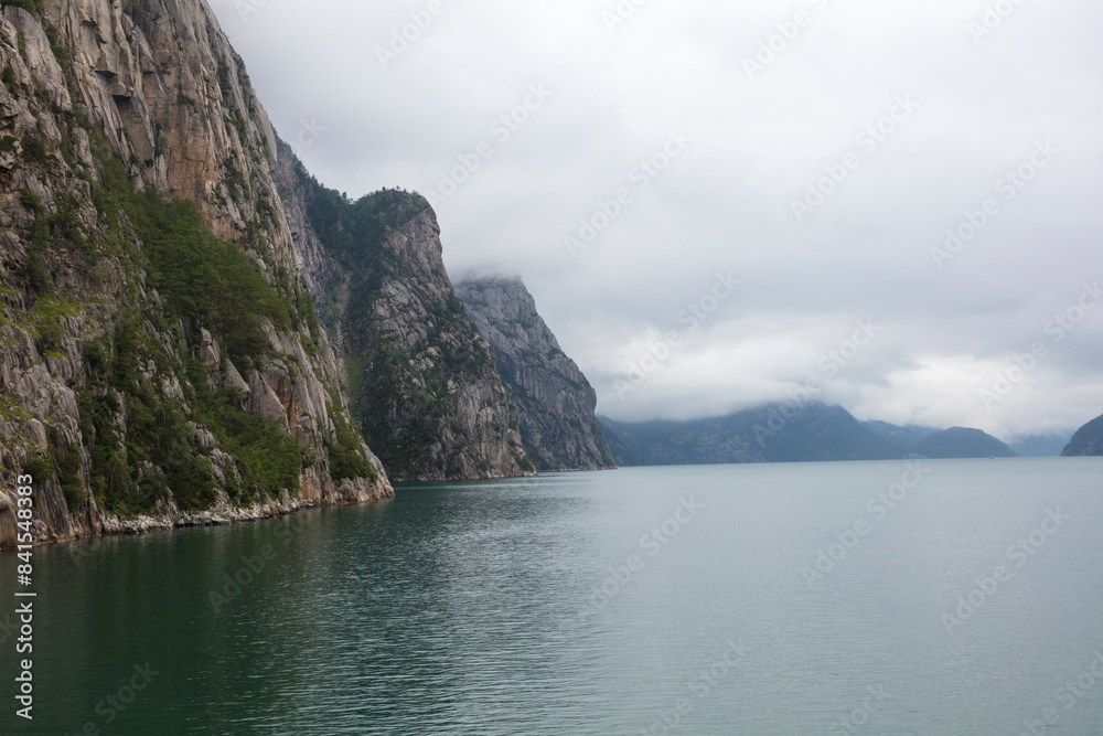Norway Lysefjord view on a cloudy summer day Norway Lysefjord view on a cloudy summer day