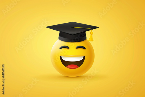a yellow emoji with a graduation cap
