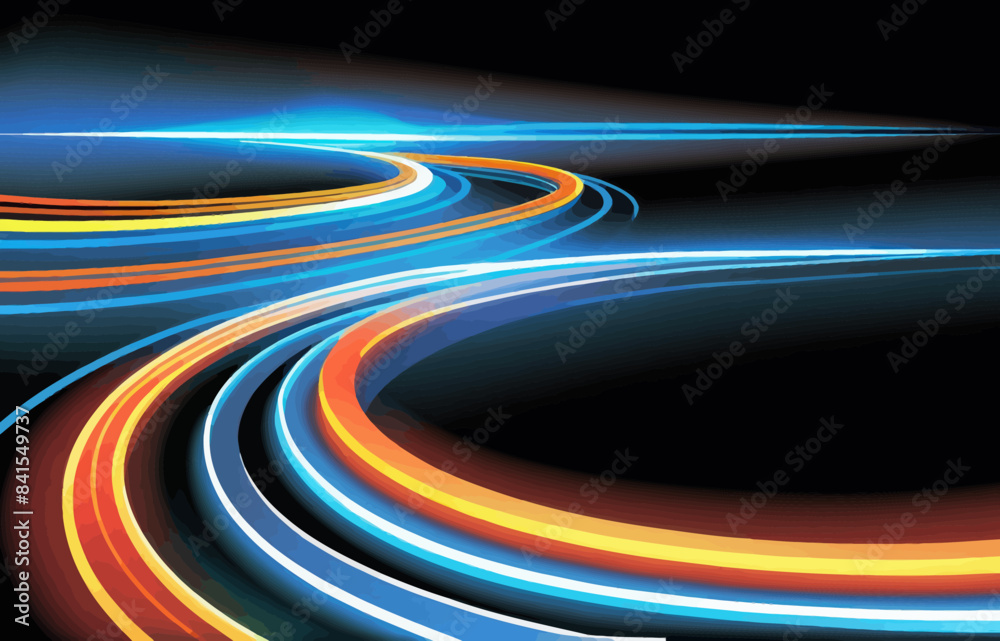 a black background with colorful lines of light