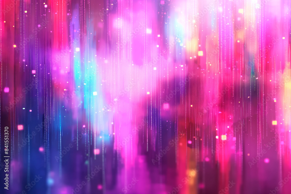 A vibrant abstract background with vertical light streaks and bokeh, in magenta and blue hues, conveying a digital or futuristic concept. Generative AI A vibrant abstract background with vertical light streaks and bokeh, in magenta and blue hues, conveying a digital or futuristic concept. Generative AI