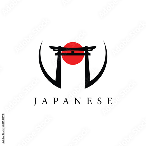 Torii logo icon japanese vector illustration design