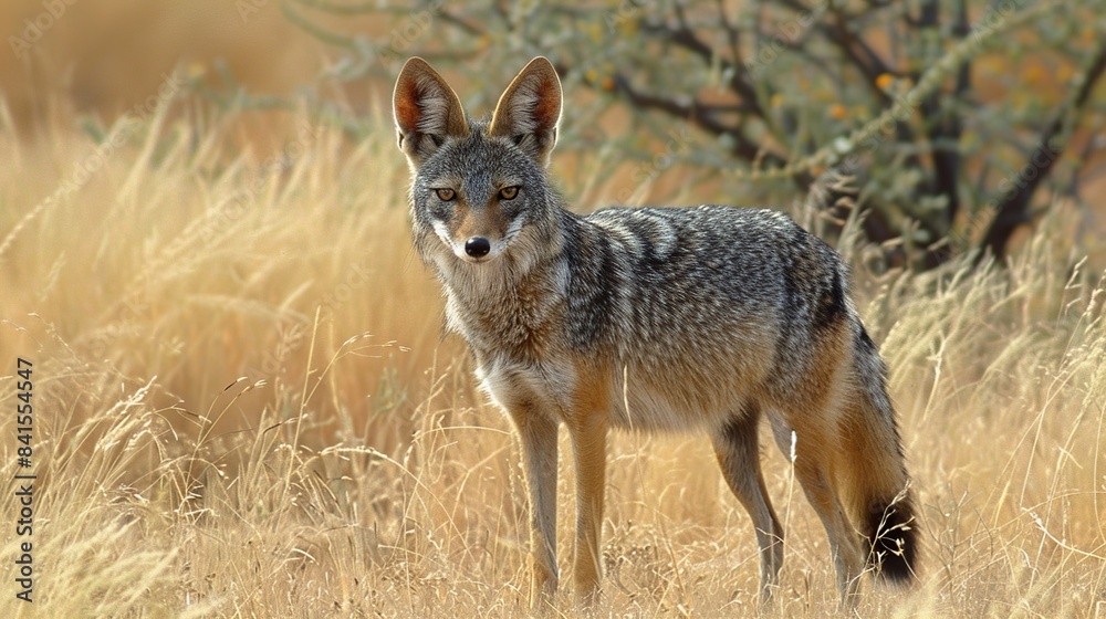 Silver Back Jackal on background. Generative Ai Silver Back Jackal on background. Generative Ai