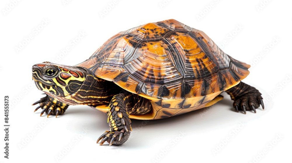 Fototapeta premium Eastern Box Turtle full body clearly photo on white background ,
