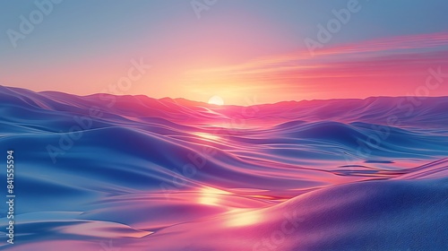 **Abstract oily background with receded glass effect, 3D render of a snowy landscape at sunset --s 750** - Image #2 @BAN ME?
