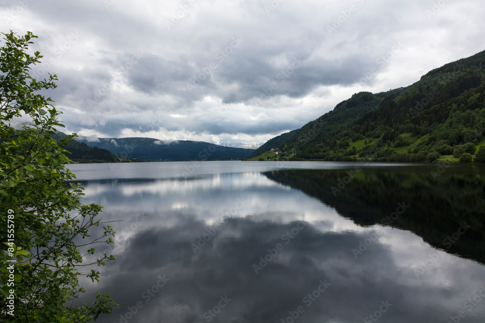 Norway Aurlang fjord on a cloudy summer day Norway Aurlang fjord on a cloudy summer day