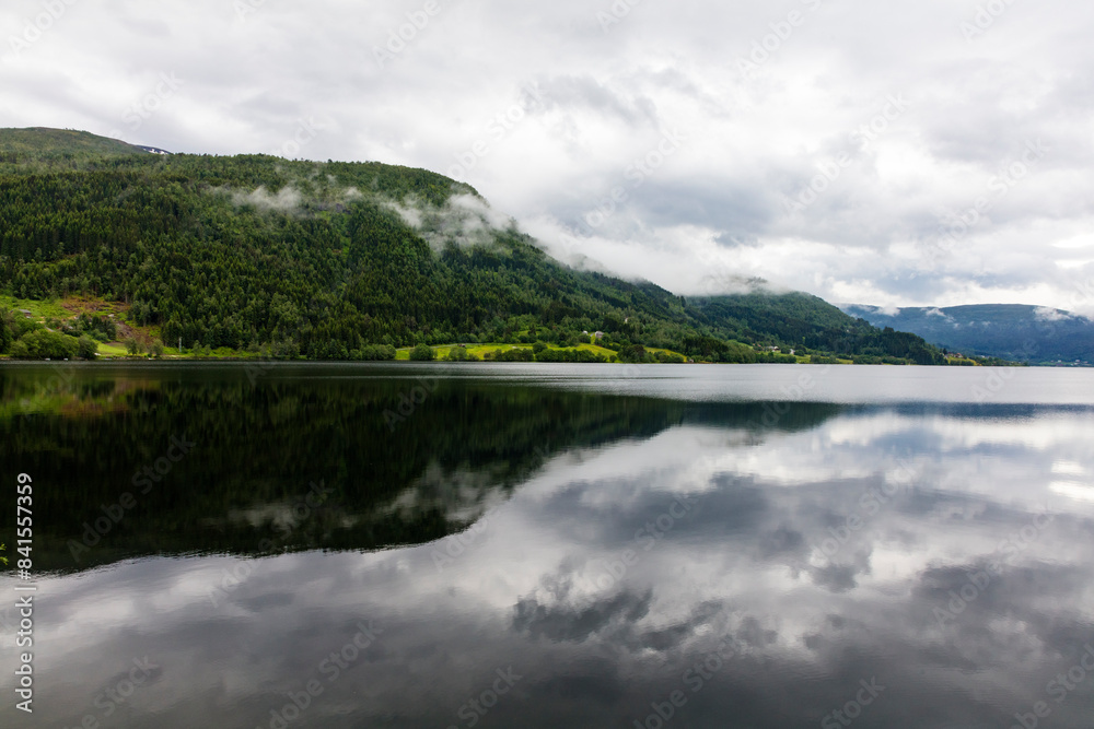 Norway Aurlang fjord on a cloudy summer day Norway Aurlang fjord on a cloudy summer day