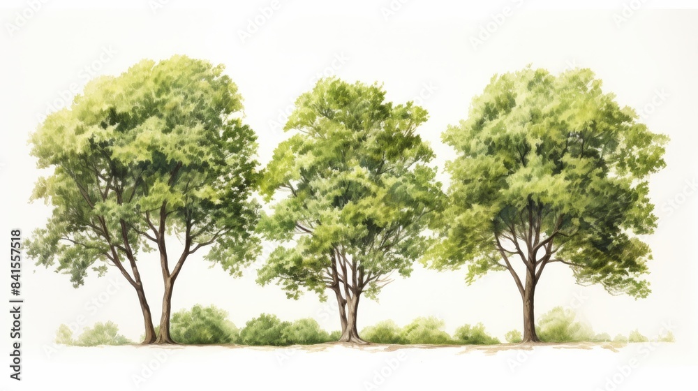 Plant tree with watercolor style isolated on white background Plant tree with watercolor style isolated on white background