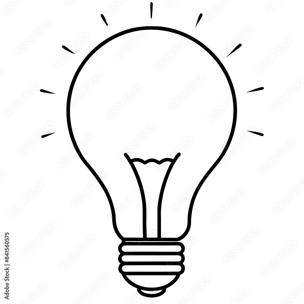 Light bulb outline coloring book page line art drawing