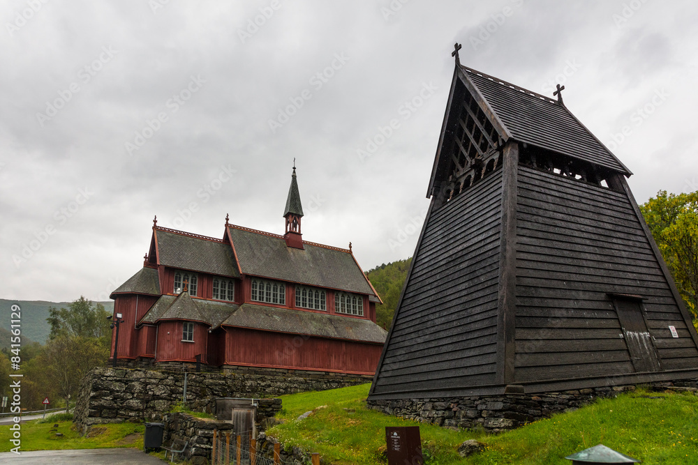 Norway stavkirha in Borgund on a cloudy summer day Norway stavkirha in Borgund on a cloudy summer day