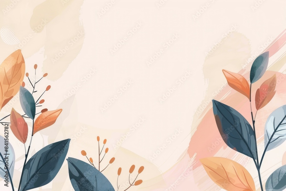 Autumn Leaves Watercolor Background with Warm Tones and Floral Elements Autumn Leaves Watercolor Background with Warm Tones and Floral Elements