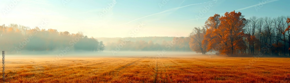 A beautiful misty morning in autumn A beautiful misty morning in autumn