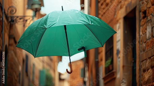 A Green Umbrellas Lonely Sojourn in a Venetian Alley