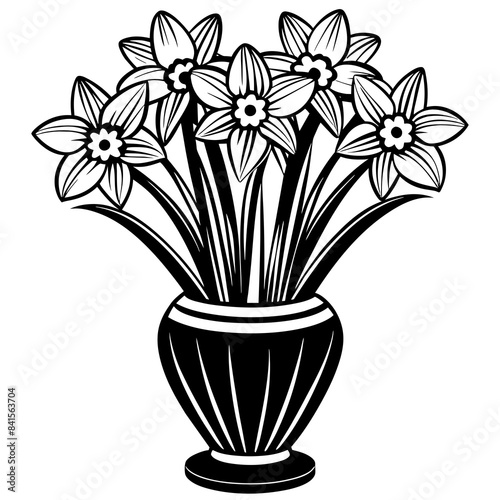 Daffodil vase vector silhouette illustration