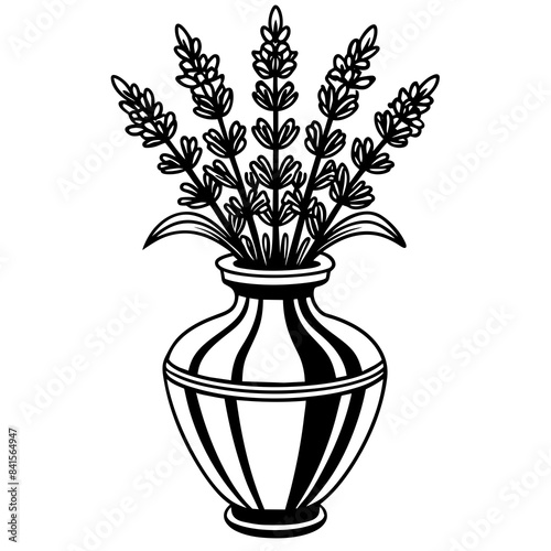 Lavender vase vector silhouette illustration