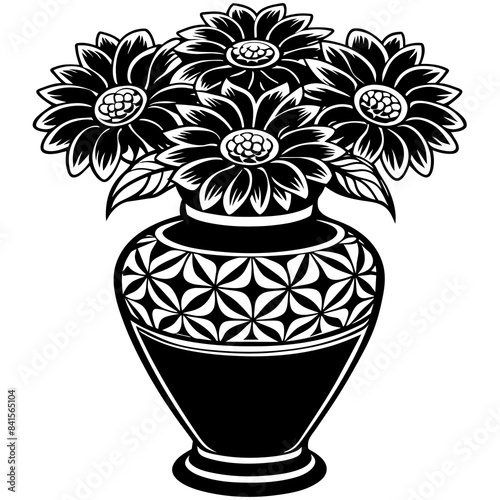 Marigold vase vector silhouette illustration