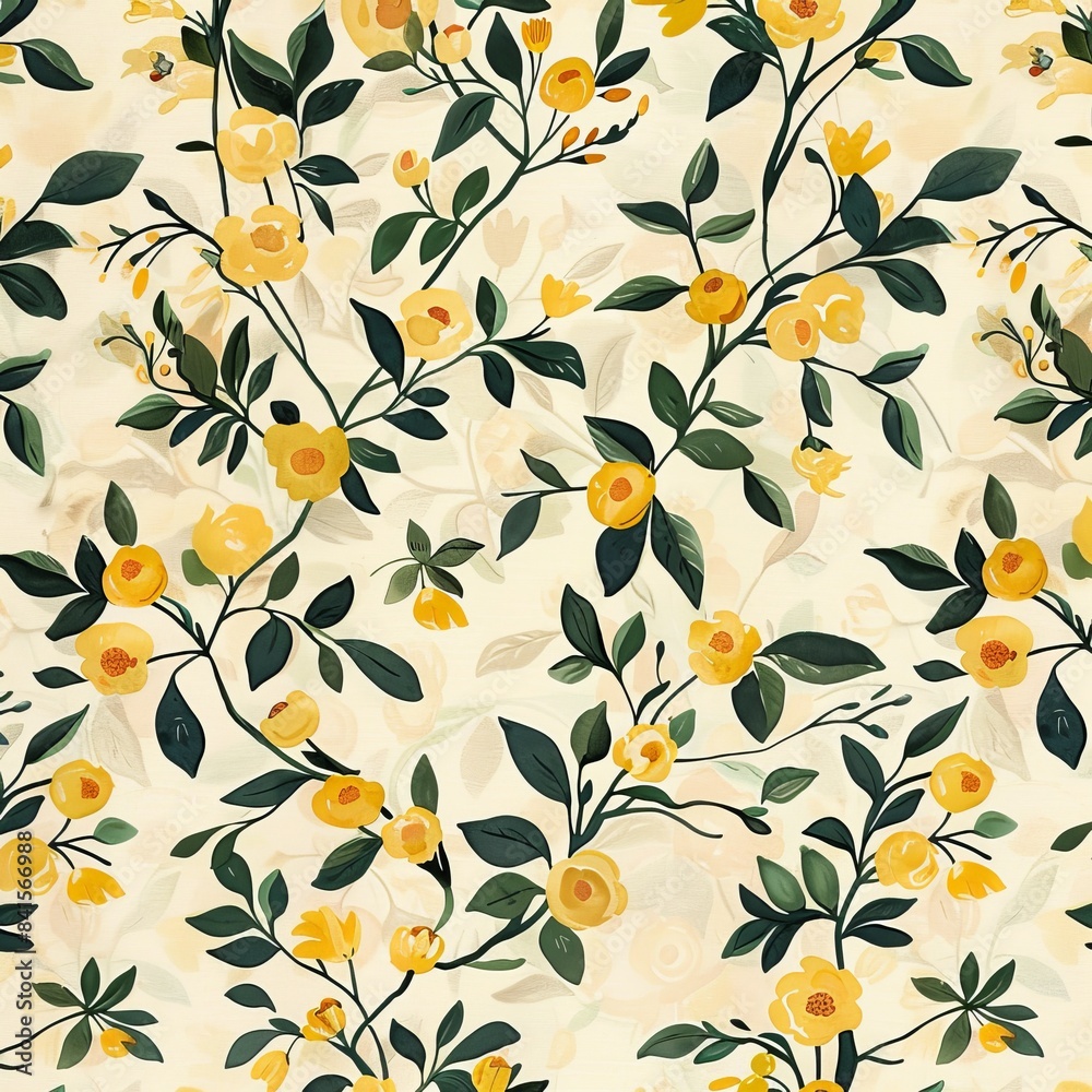 Yellow Flower Pattern on White Background Yellow Flower Pattern on White Background