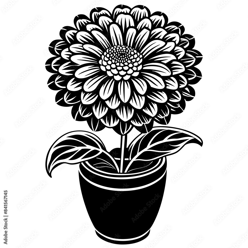 Zinnia vase silhouette vector illustration Zinnia vase silhouette vector illustration