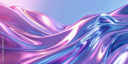 Abstract background with translucent, flowing shapes in pastel purple and blue tones. Tech, science, and beauty concept. Banner with copy space.
