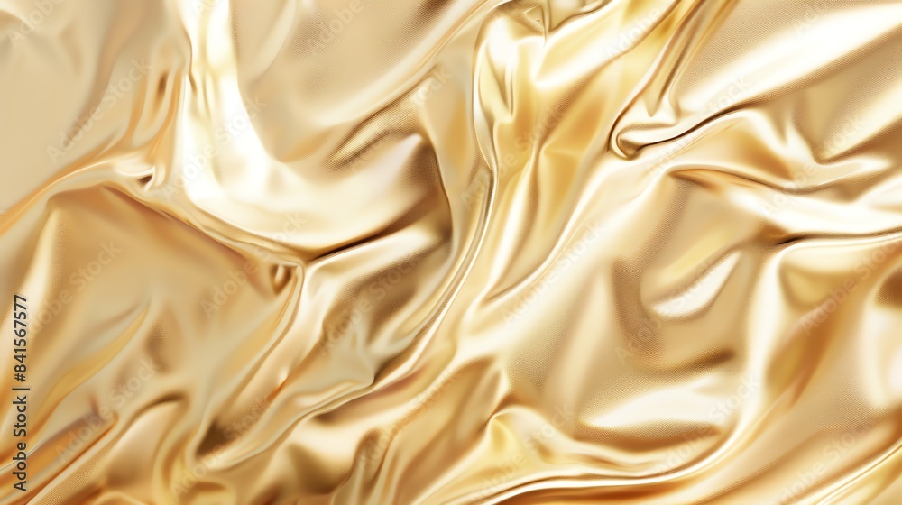 Golden fabric with soft waves. 3D rendering. Golden fabric with soft waves. 3D rendering.