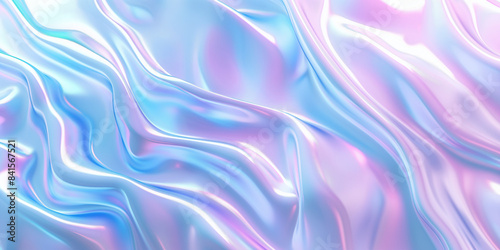 Abstract background with translucent, flowing shapes in pastel purple and blue tones. Tech, science, and beauty concept. Banner with copy space.