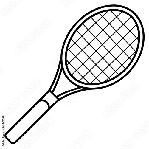 Tennis racket outline coloring book page line art drawing