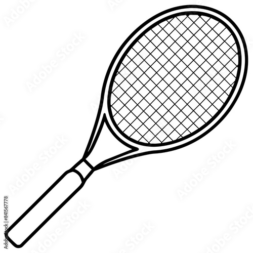 Tennis racket outline coloring book page line art drawing