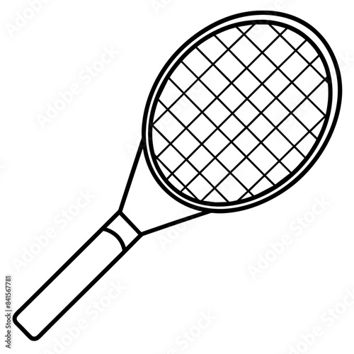 Tennis racket outline coloring book page line art drawing