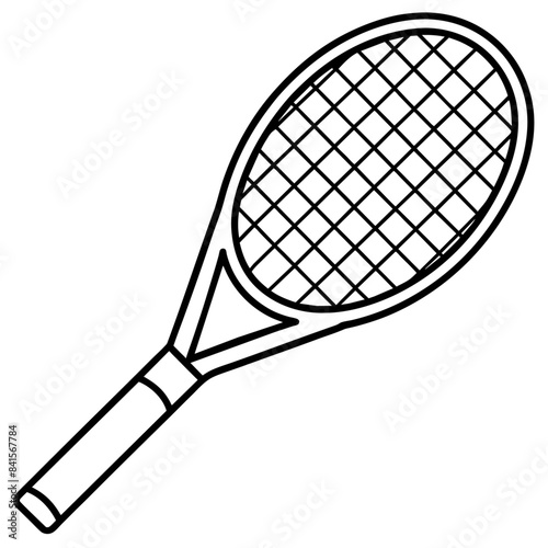 Tennis racket outline coloring book page line art drawing