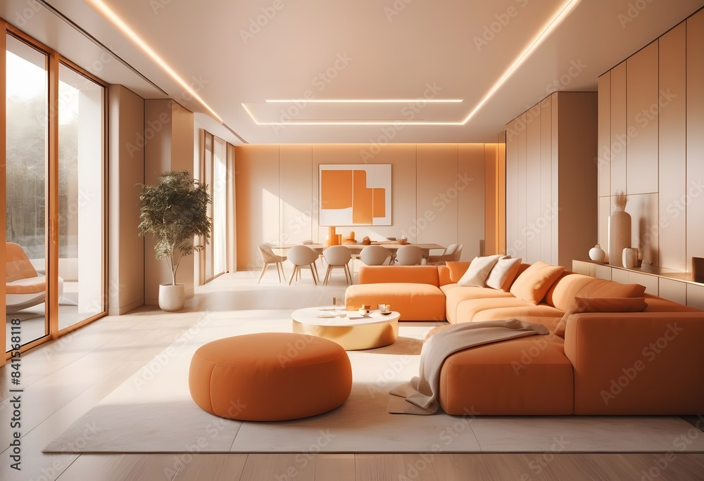 Fototapeta premium Photo modern style conceptual interior room 3d illustration